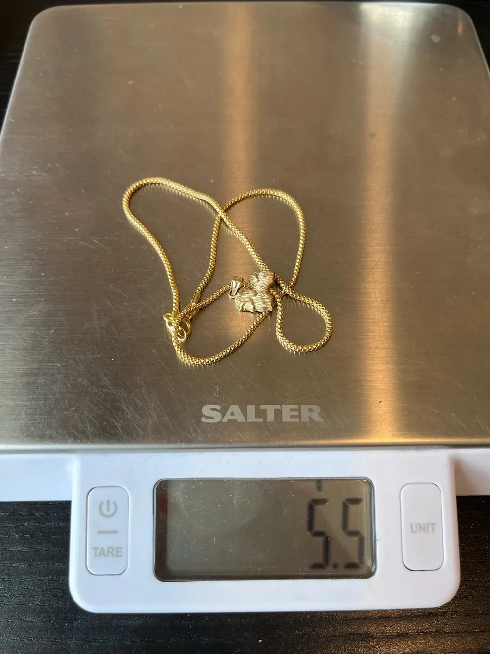 14kt Gold Shih Tzu Puppy Dog Charm on a 14kt Gold Necklace Chain
